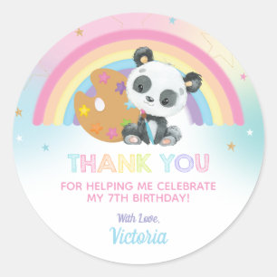 Cute Panda Art Party Birthday Thank You Favor Classic Round Sticker