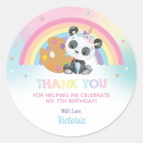 Cute Panda Art Party Birthday Thank You Favor Classic Round Sticker