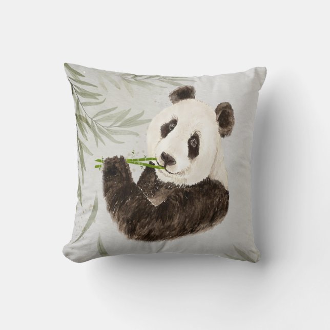 Cute Panda Asian Bear Animal Bamboo Wildlife  Throw Pillow (Front)
