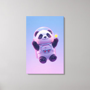 Cute Panda Astronaut Kids Wall Art – Funny Space 