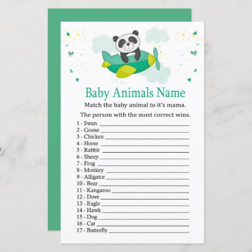 Cute panda Baby Animals Name Game