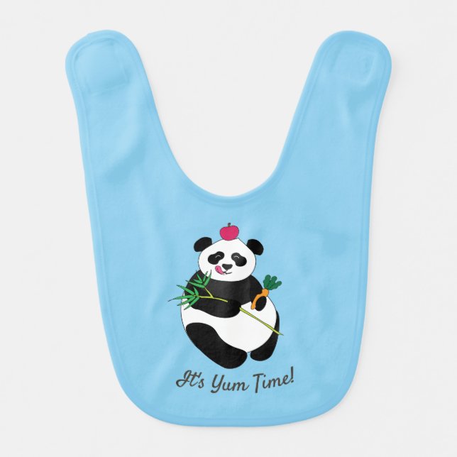 Cute Panda Baby Bib (Baby Blue) (Front)