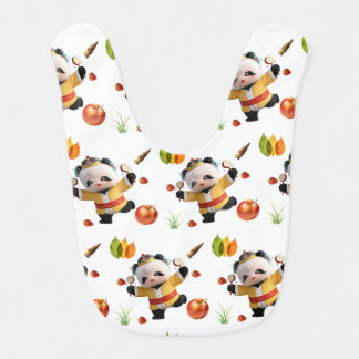 Cute Panda Baby Bib | Chinese Style Panda with Fru