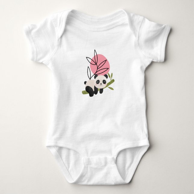 Cute Panda Baby Bodysuit (Front)