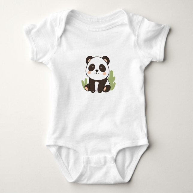 Cute Panda Baby Jersey Bodysuit  (Front)