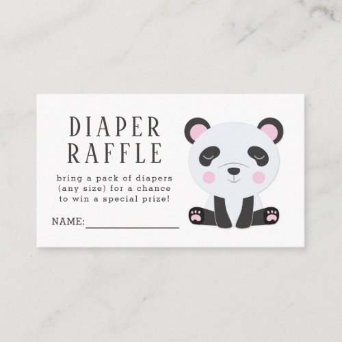 Cute Panda Baby Shower Diaper Raffle Ticket Enclosure Card
