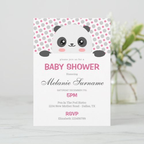 Cute Panda Baby Shower Invitation