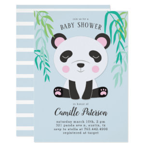 Printable Cherry Blossom Panda Baby Shower Invite