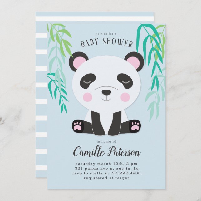 Cute Panda Baby Shower Invitation (Front/Back)