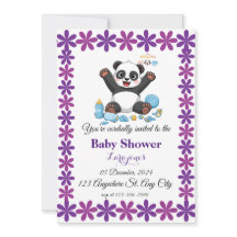 Cute panda baby shower invitation