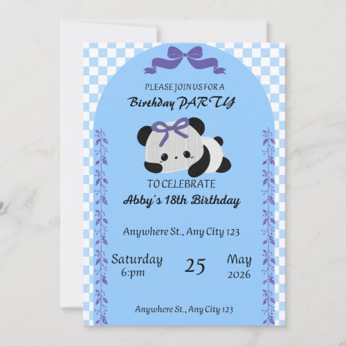Cute Panda Baby Shower Invitation Template