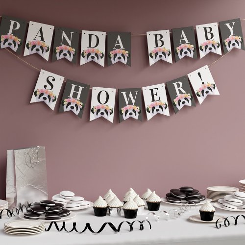 Cute Panda Baby Shower Party Bunting Flags