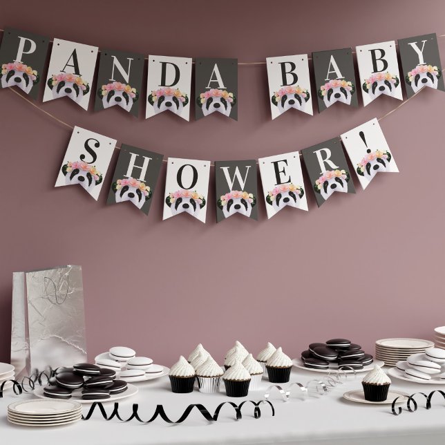 Cute Panda Baby Shower Party Bunting Flags (Creator Uploaded)