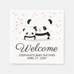 Cute Panda Baby Shower Welcome Napkins