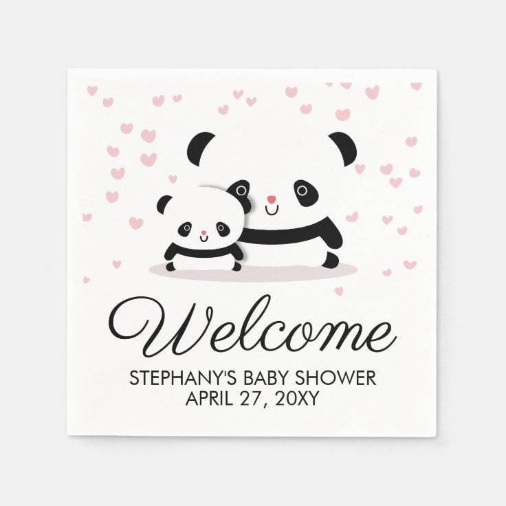 Cute Panda Baby Shower Welcome Napkins | Zazzle