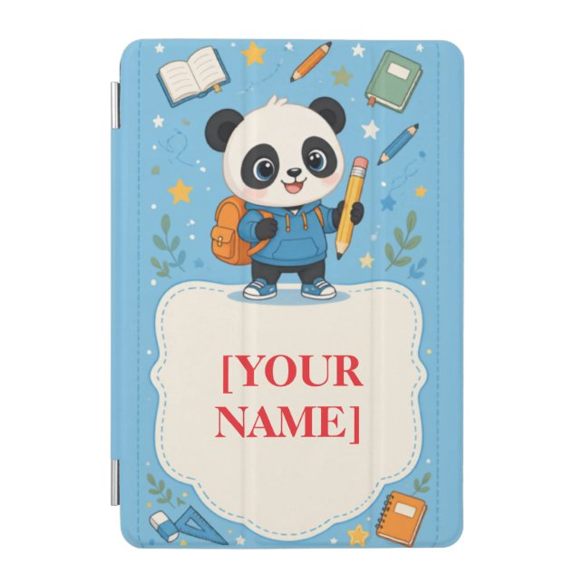 Cute Panda Back to School Note iPad Mini Cover (Front)
