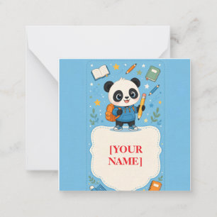 Cute Panda Back to School Supplies Note Card