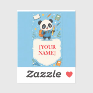 Cute Panda Back to School Supplies Sticker