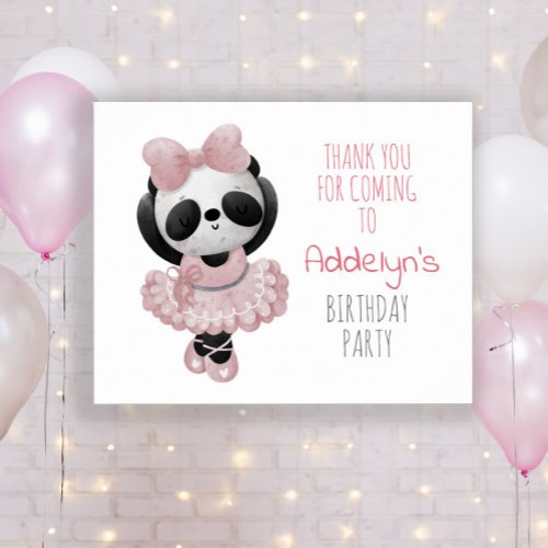 Cute Panda Ballerina Birthday Party Thank You  Poster
