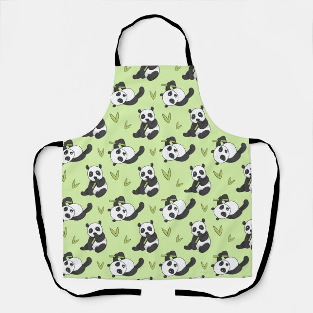 Cute Panda bamboo Animal Pattern Gift Cute Summer Apron (Front)