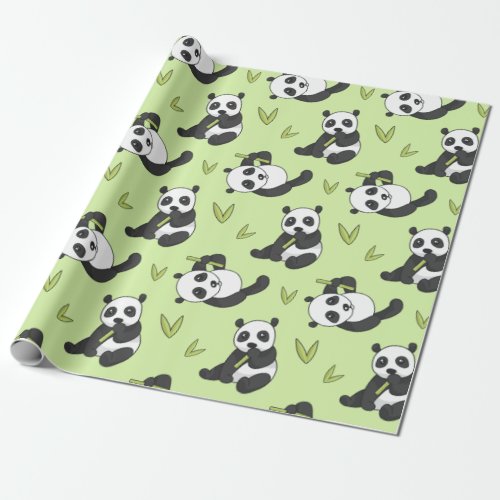Cute Panda bamboo Animal Pattern Gift Cute Summer Wrapping Paper