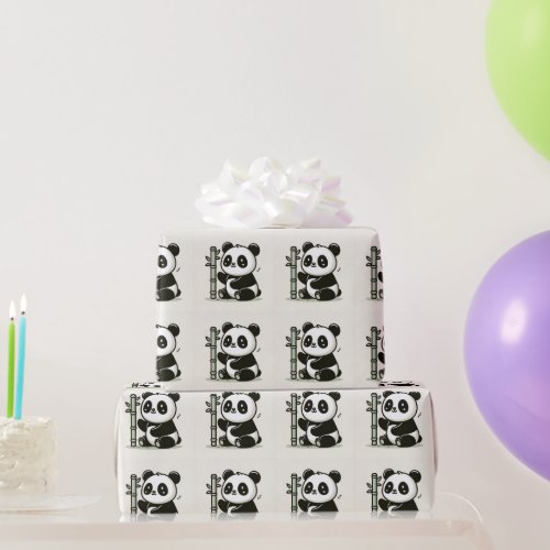 Cute Panda Bamboo Art Wrapping Paper