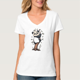Cute Panda Bamboo Graphic T-Shirt