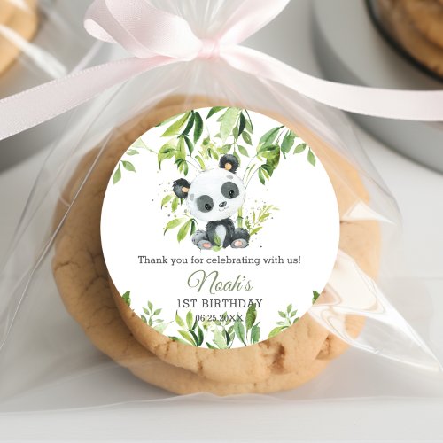 Cute Panda Bamboo Greenery Baby Shower Birthday Classic Round Sticker