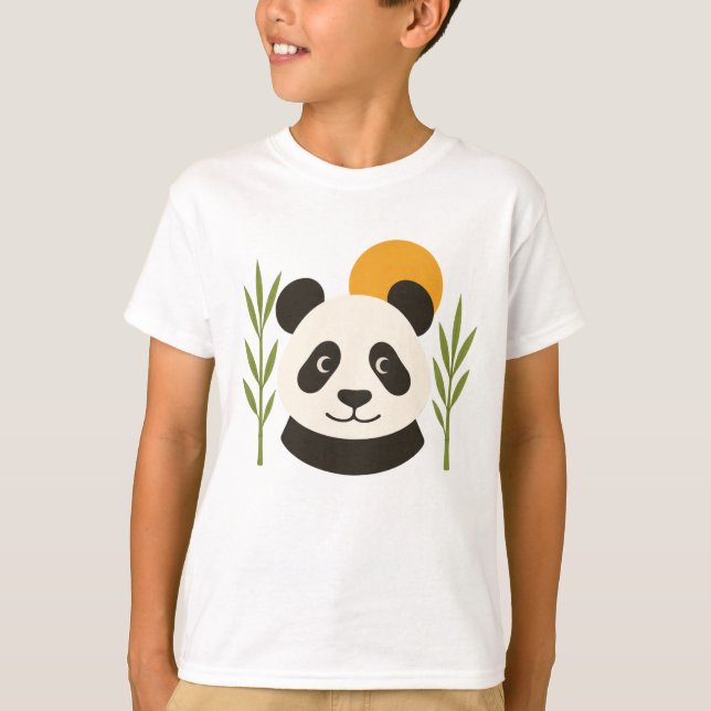 Cute Panda Bamboo Kids T-Shirt (Front)