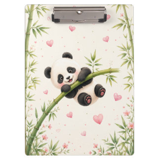 Cute Panda Bamboo Watercolor Clipboard | 
