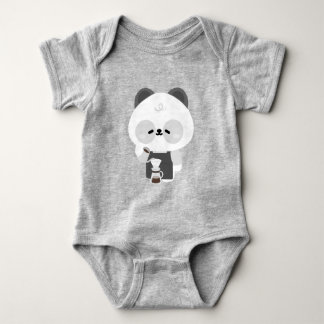 Cute Panda Barista Baby Bodysuit