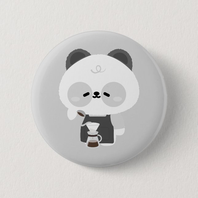 Cute Panda Barista Button (Front)