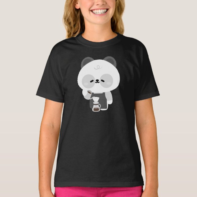 Cute Panda Barista T-Shirt (Front)