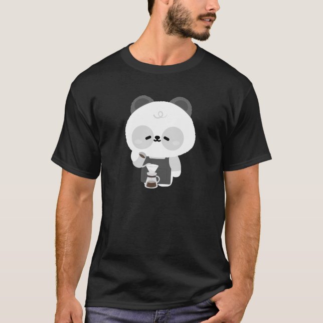Cute Panda Barista T-Shirt (Front)
