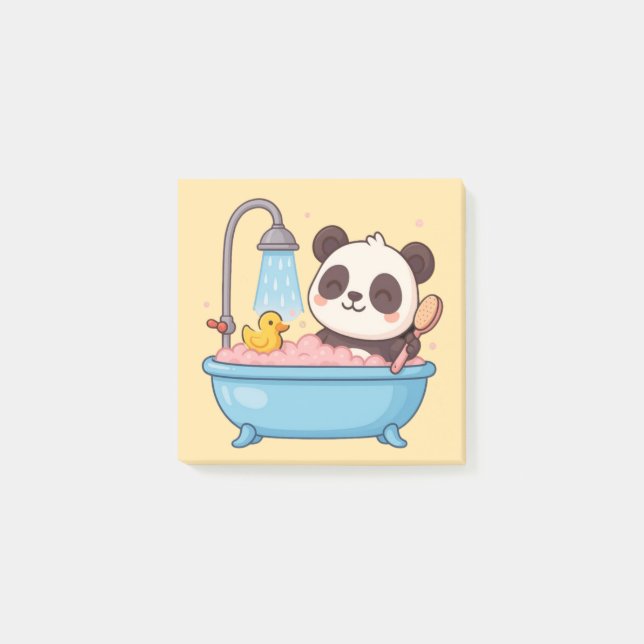 Cute Panda Bathtime Notebook Post-it Notes (Front)