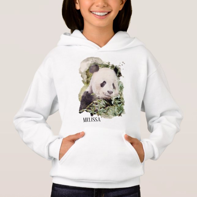 cute panda bear add name girls Hoodie  (Front)