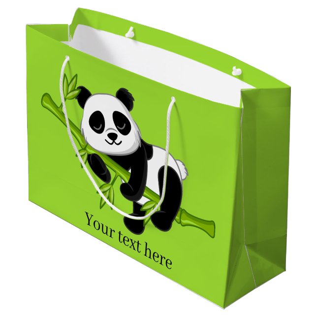cute panda bear add text Large Gift Bag (Back Angled)
