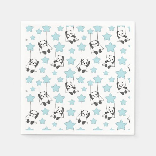 Cute Panda Bear Among The Stars  Baby Napkins