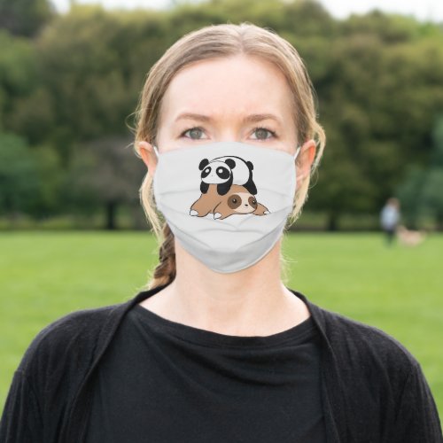 Cute Panda Bear and Sloth Adult Cloth Face Mask