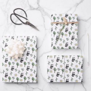 Cute Panda Bear Animal Bamboo Forest Sunshine Wrapping Paper Sheets