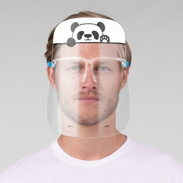 Cute Panda Bear Animal, Personalized Custom Text Face Shield (Insitu)