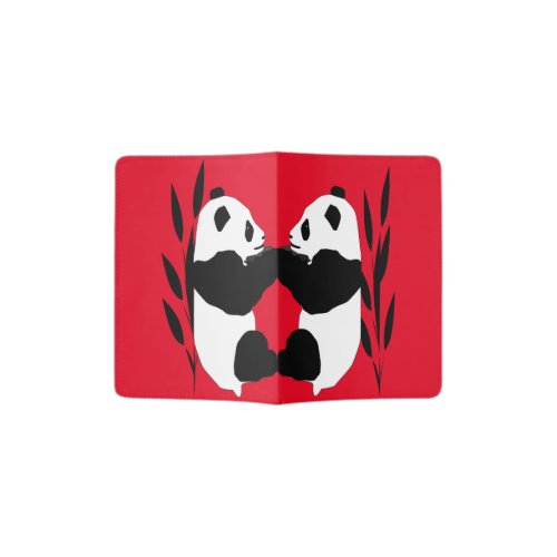 Cute Panda Bear Animal Red Passport Holder