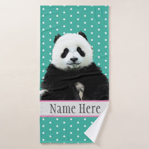 Cute Panda Bear Animal Wild Name Bath Towel