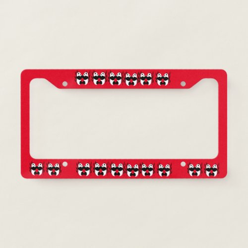 Cute Panda Bear Animals Red License Plate Frame