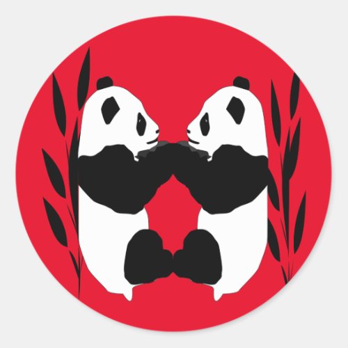 Cute Panda Bear Animals Red Stickers