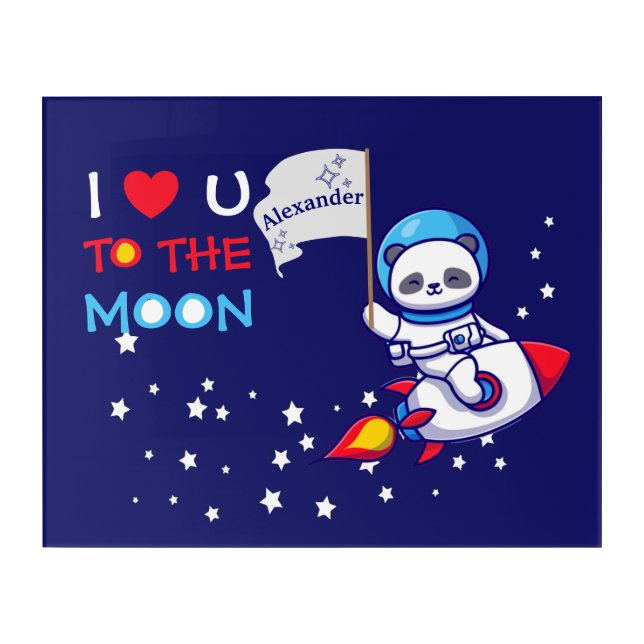 Cute Panda Bear Astronaut On Rocket Ship Kids  Acrylic Print (Front)