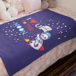 Cute Panda Bear Astronaut On Rocket Ship Kids Baby Blanket