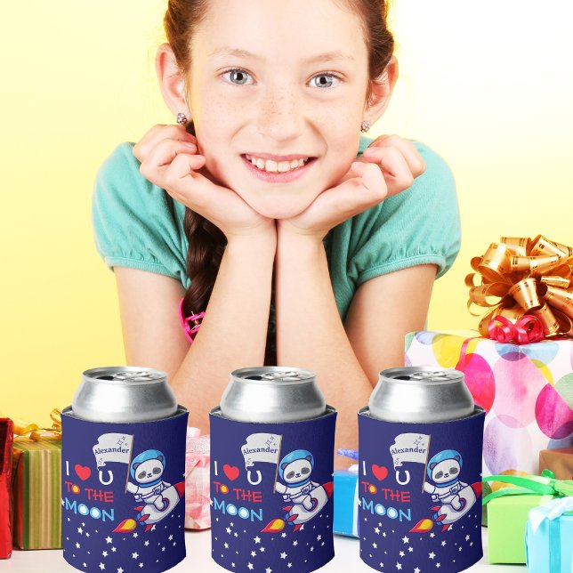 Cute Panda Bear Astronaut On Rocket Ship Kids  Can Cooler (Creator Uploaded)