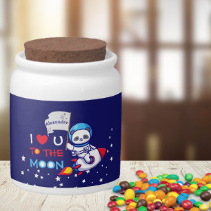 Cute Panda Bear Astronaut On Rocket Ship Kids Candy Jar
