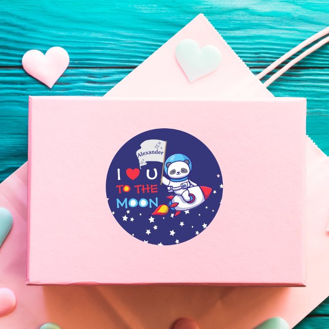 Cute Panda Bear Astronaut On Rocket Ship Kids  Classic Round Sticker (Creator Uploaded)